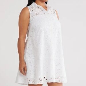 New Universal Standard Shirt Eyelet Midi Preppy White Bridal Dress Size 3XS 2 4